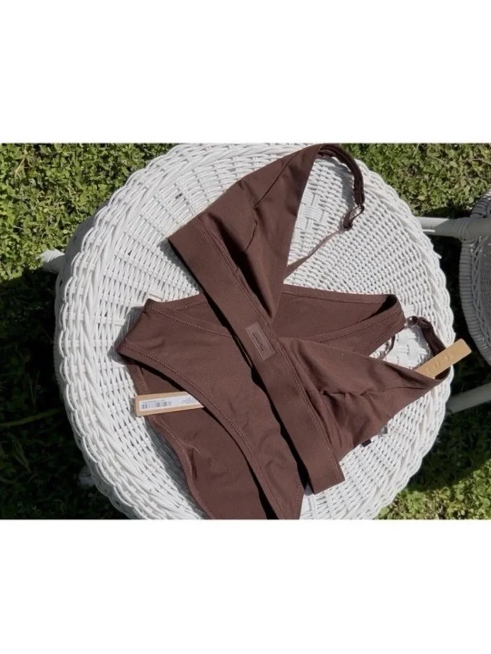 Skims Plunge Bikini Top & Bottom in Cocoa brown Size Medium